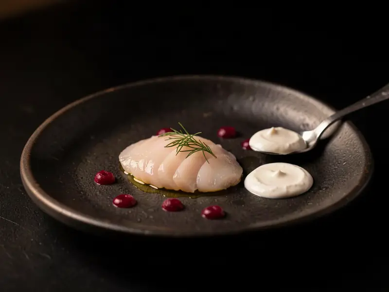 Raw scallop with beet and buttermilk